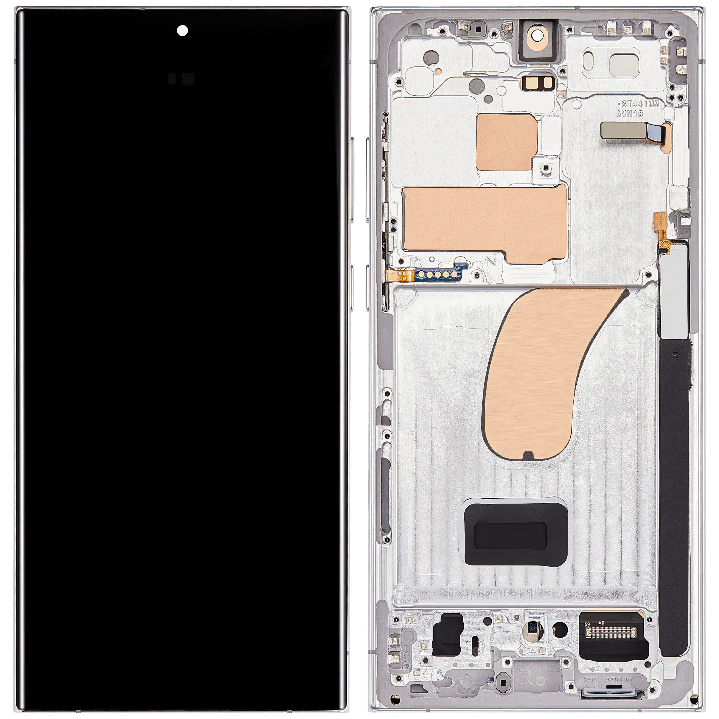OLED-Display mit Rahmen für Samsung Galaxy S23 Ultra (US & International) (Aftermarket Plus) (120Hz) (Sky Blue)