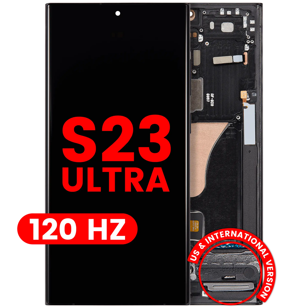 OLED-Display mit Rahmen für Samsung Galaxy S23 Ultra (US & International) (Aftermarket Plus) (120Hz) (Graphite)