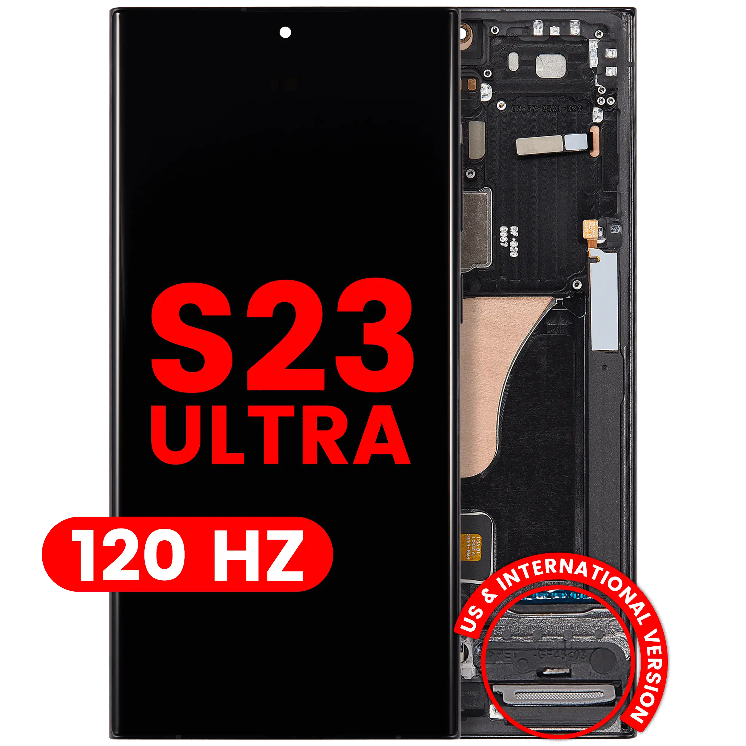 OLED-Display mit Rahmen für Samsung Galaxy S23 Ultra (US & International) (Aftermarket Plus) (120Hz) (Graphite)