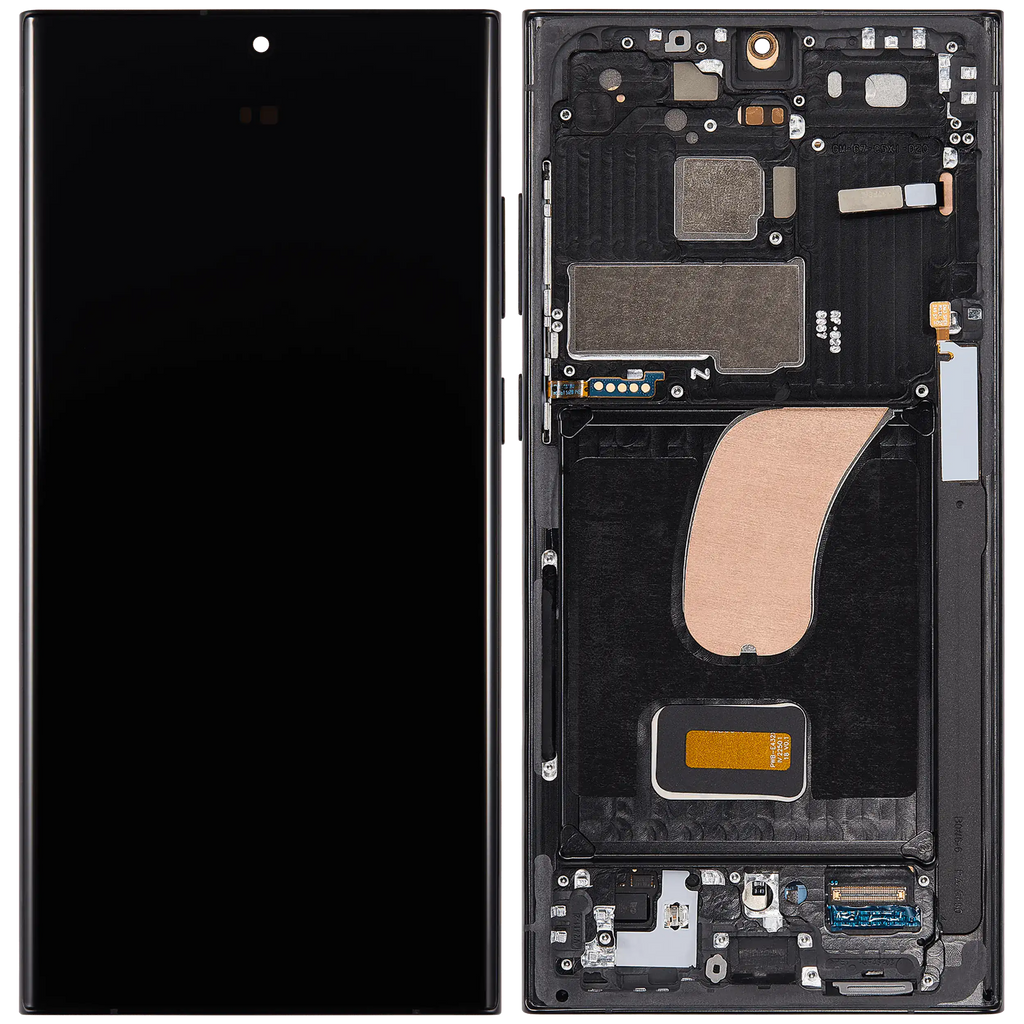 OLED-Display mit Rahmen für Samsung Galaxy S23 Ultra (US & International) (Aftermarket Plus) (120Hz) (Graphite)