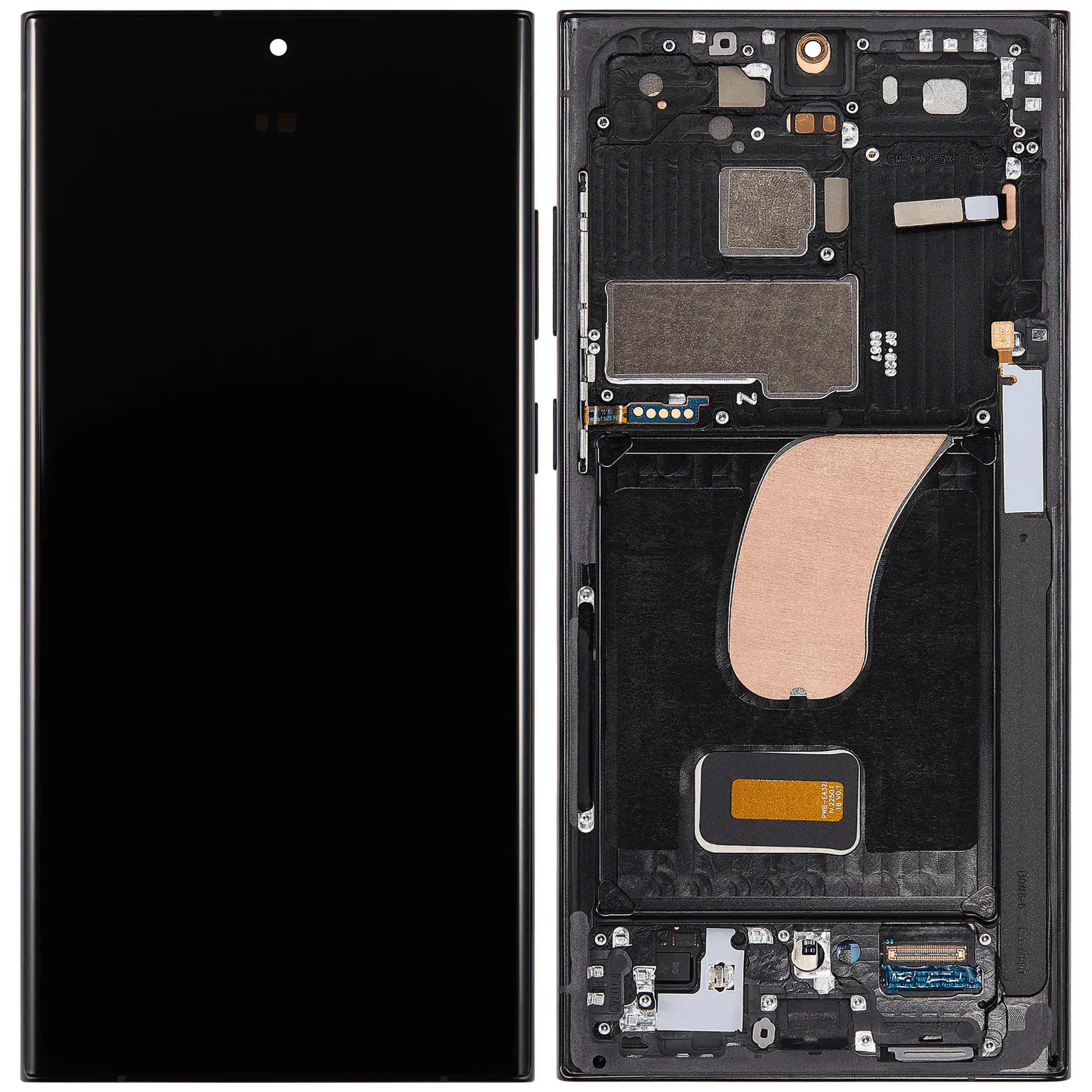 OLED-Display mit Rahmen für Samsung Galaxy S23 Ultra (US & International) (Aftermarket Plus) (120Hz) (Graphite)