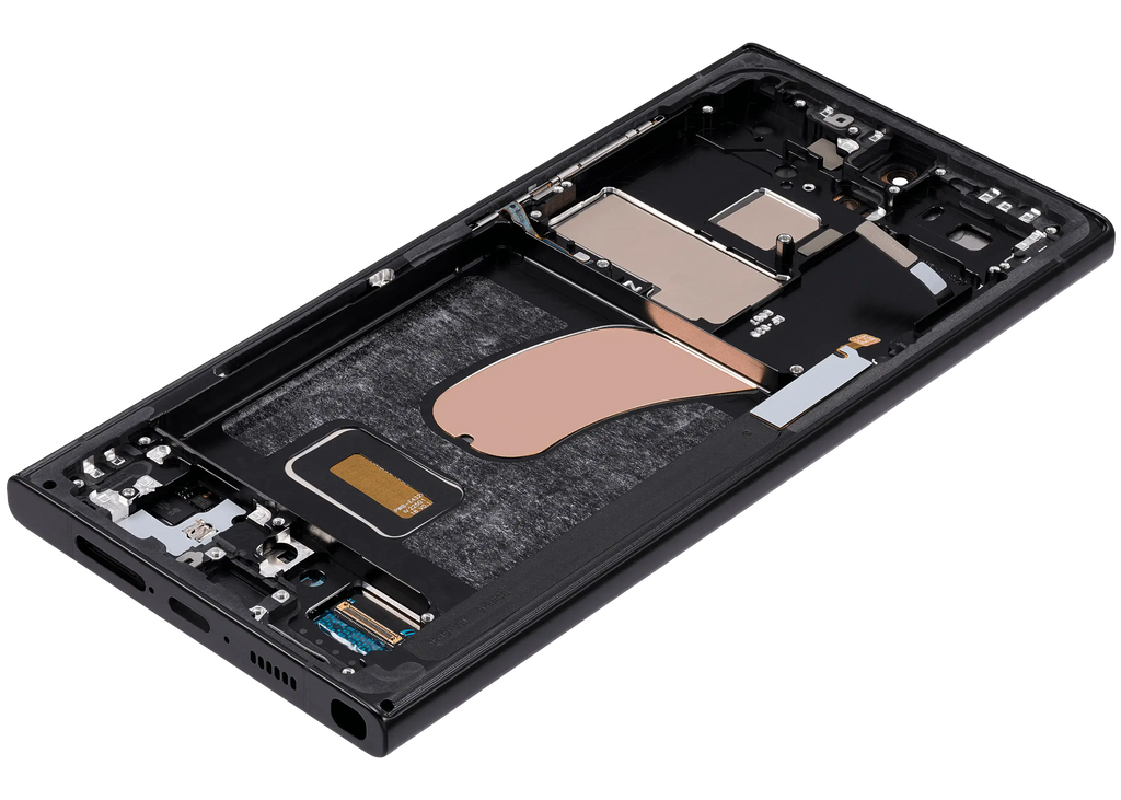 OLED-Display mit Rahmen für Samsung Galaxy S23 Ultra (US & International) (Aftermarket Plus) (120Hz) (Graphite)