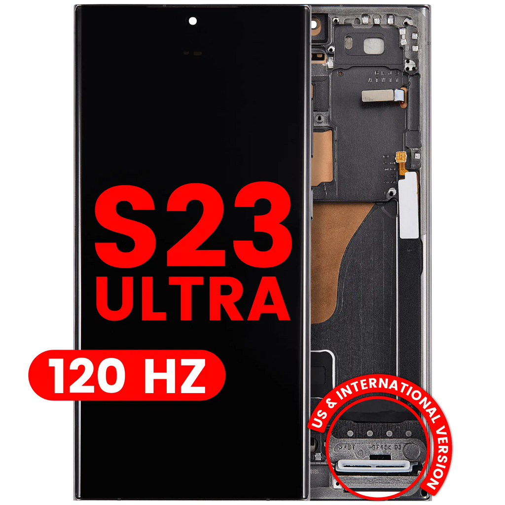 OLED-Display mit Rahmen für Samsung Galaxy S23 Ultra (US & International) (Aftermarket Plus) (120Hz) (Grün)