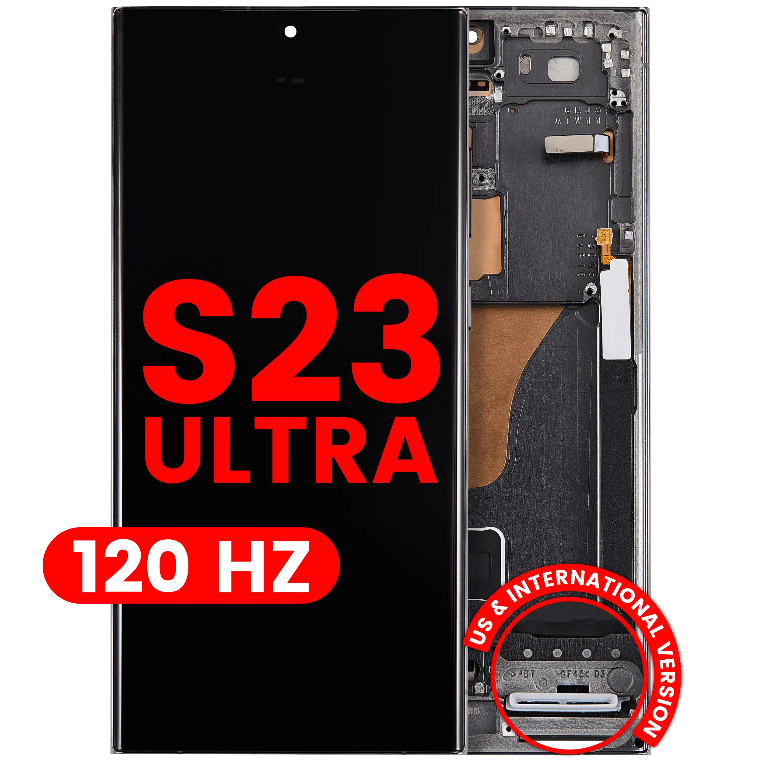 OLED-Display mit Rahmen für Samsung Galaxy S23 Ultra (US & International) (Aftermarket Plus) (120Hz) (Grün)