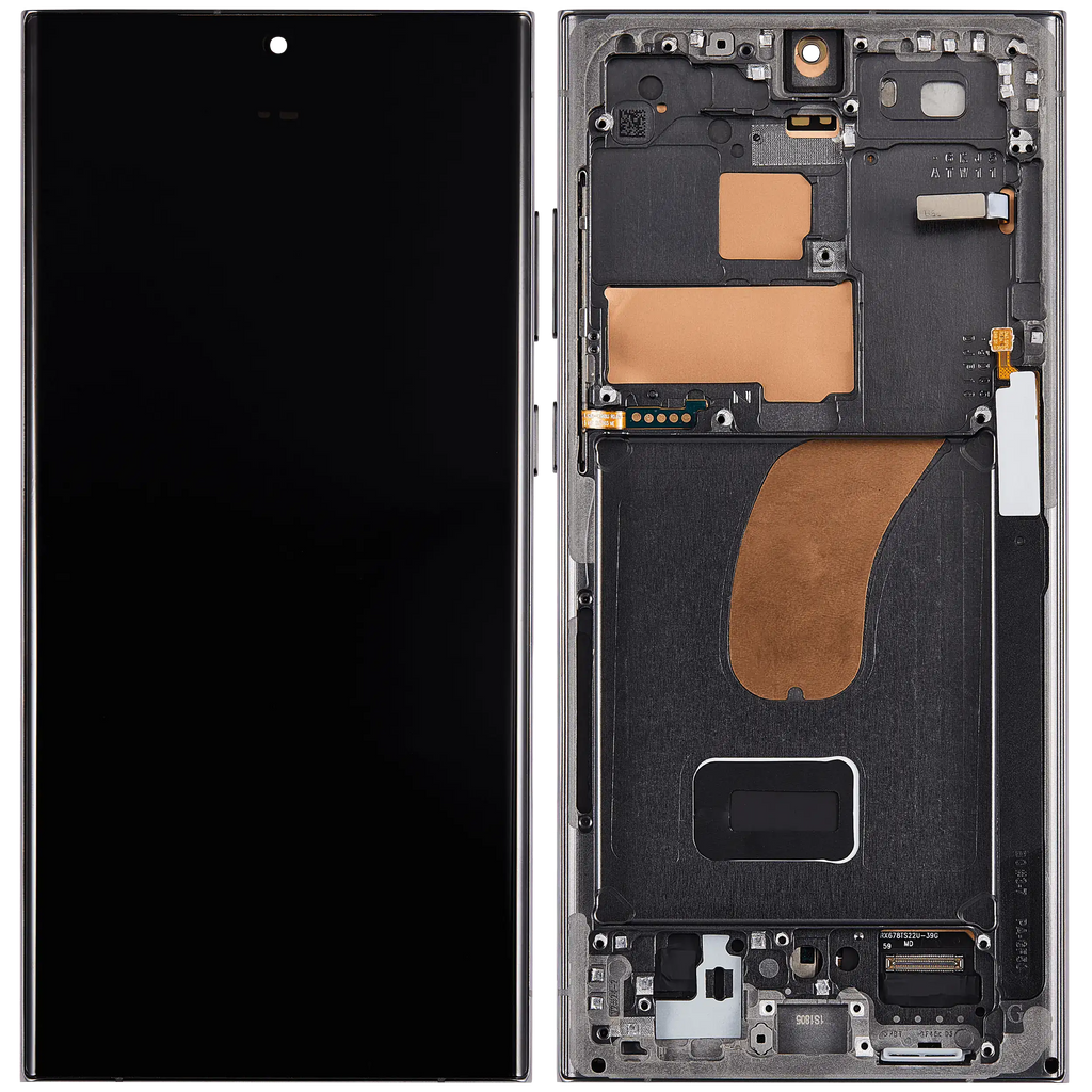 OLED-Display mit Rahmen für Samsung Galaxy S23 Ultra (US & International) (Aftermarket Plus) (120Hz) (Grün)