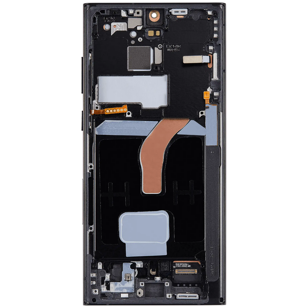 OLED-Display mit Rahmen für Samsung Galaxy S22 Ultra 5G (US & Internationale Version) (Aftermarket Plus) (120Hz) (Graphite / Sky Blue / Red)