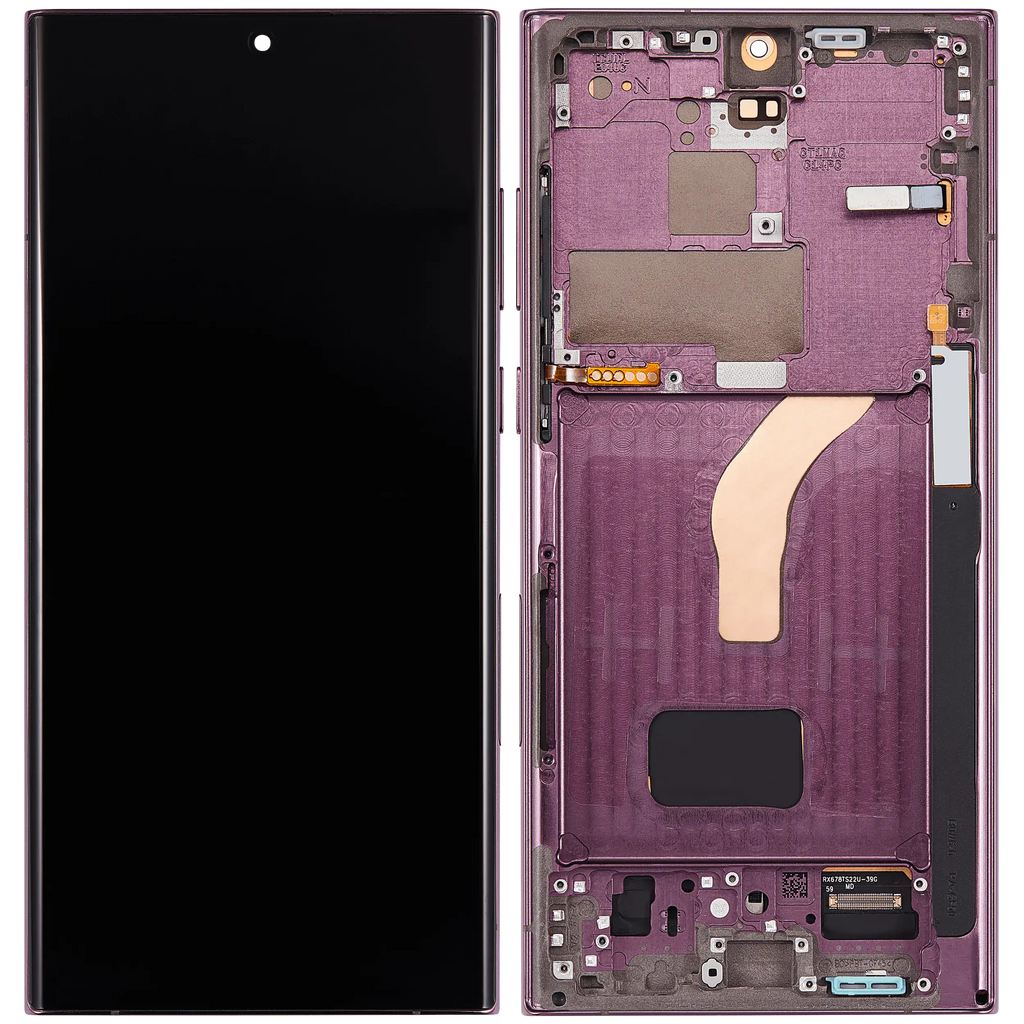 OLED-Display mit Rahmen für Samsung Galaxy S22 Ultra 5G (US & Internationale Version) (Aftermarket Plus) (120Hz) (Burgundy)