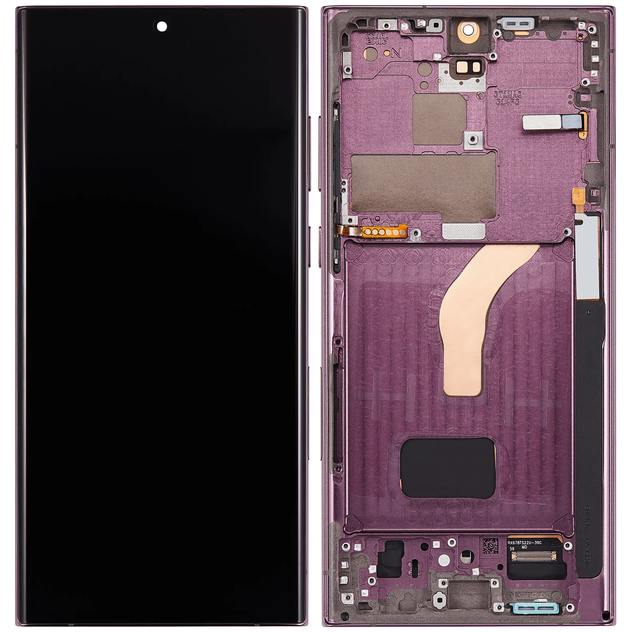 OLED-Display mit Rahmen für Samsung Galaxy S22 Ultra 5G (US & Internationale Version) (Aftermarket Plus) (120Hz) (Burgundy)