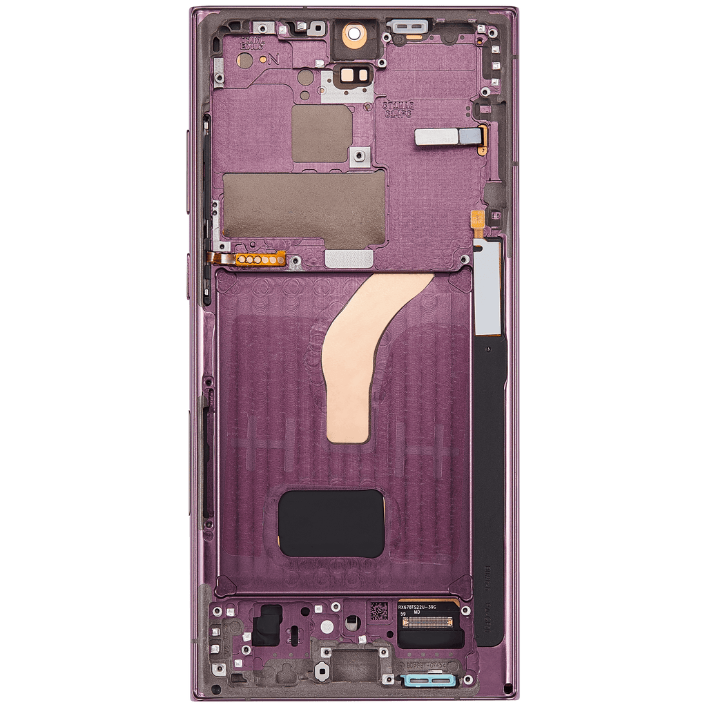 OLED-Display mit Rahmen für Samsung Galaxy S22 Ultra 5G (US & Internationale Version) (Aftermarket Plus) (120Hz) (Burgundy)