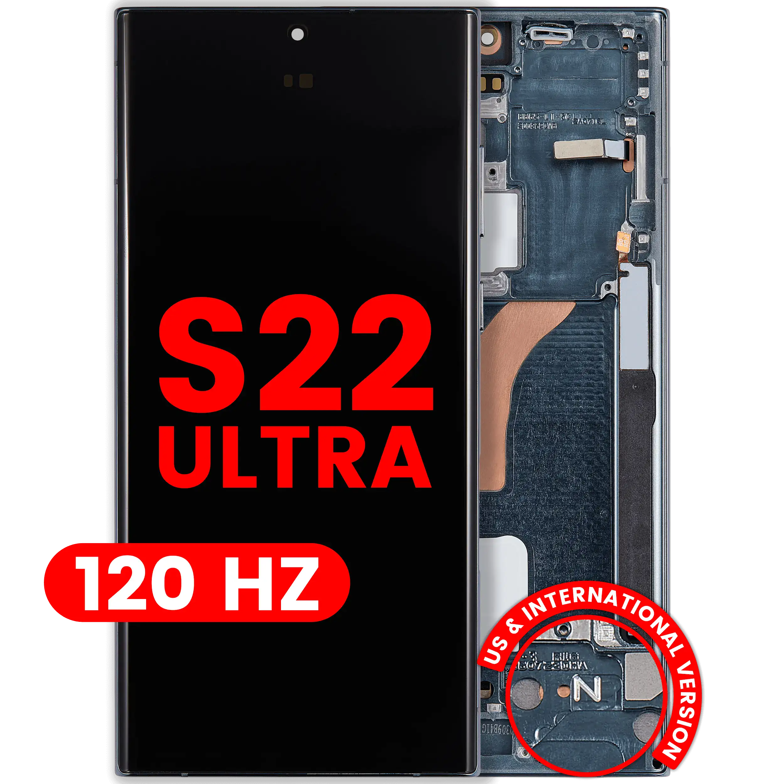 OLED-Display mit Rahmen für Samsung Galaxy S22 Ultra 5G (US & Internationale Version) (Aftermarket Plus) (120Hz) (Grün)