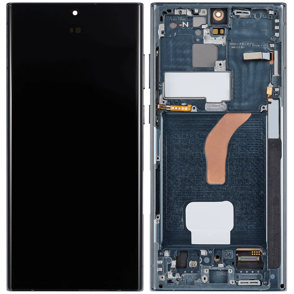 OLED-Display mit Rahmen für Samsung Galaxy S22 Ultra 5G (US & Internationale Version) (Aftermarket Plus) (120Hz) (Grün)