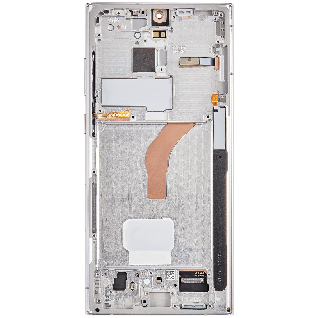 OLED-Display mit Rahmen für Samsung Galaxy S22 Ultra 5G (US & Internationale Version) (Aftermarket Plus) (120Hz) (Phantom White)