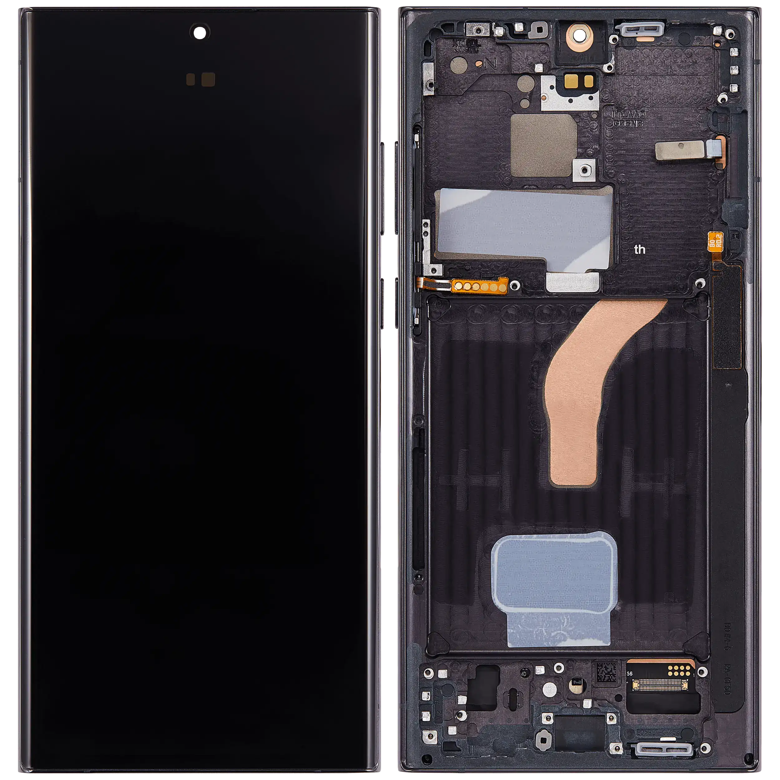 OLED-Display mit Rahmen für Samsung Galaxy S22 Ultra 5G (US & Internationale Version) (Aftermarket Plus) (120Hz) (Phantom Black)