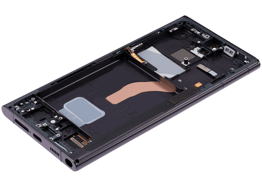 OLED-Display mit Rahmen für Samsung Galaxy S22 Ultra 5G (US & Internationale Version) (Aftermarket Plus) (120Hz) (Phantom Black)