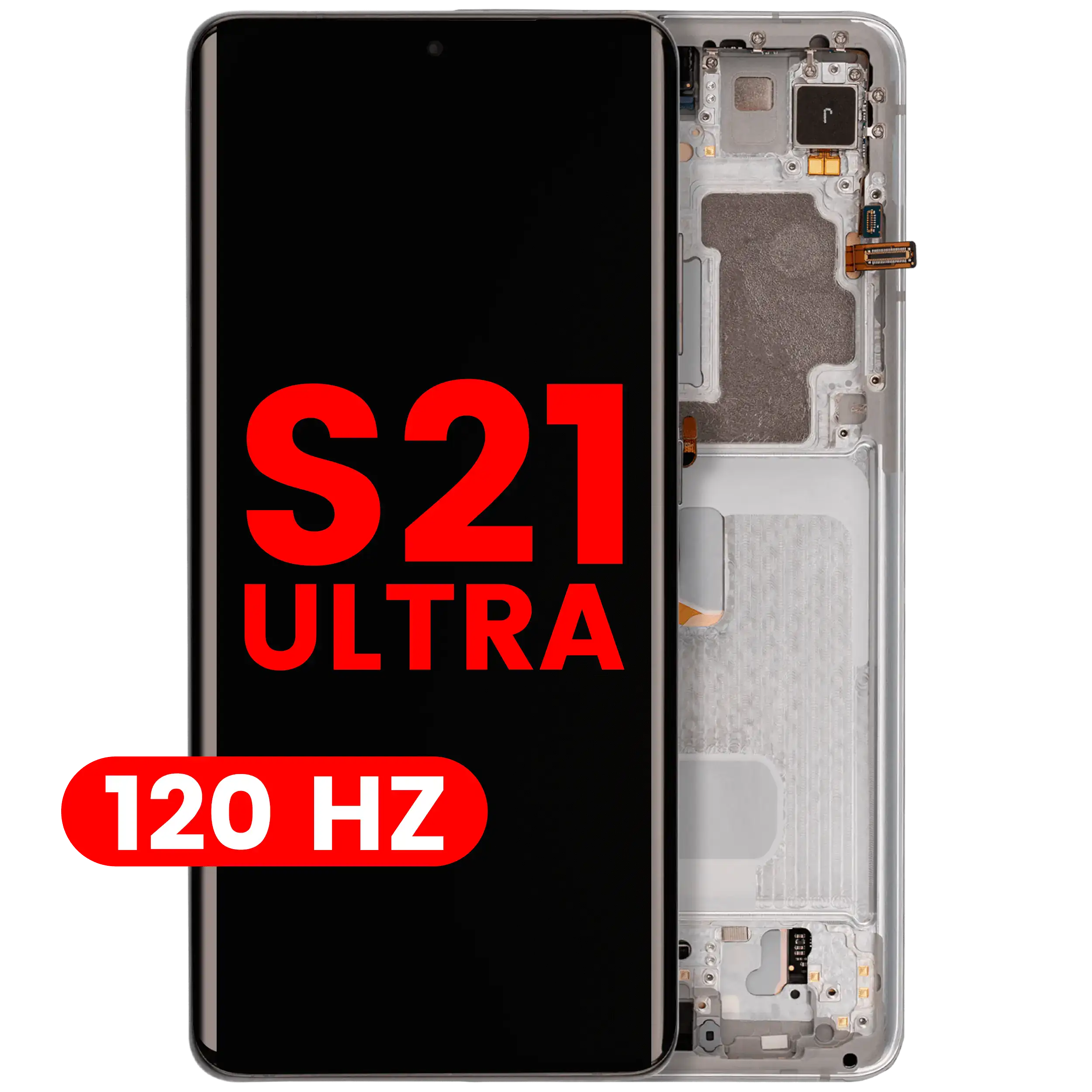 OLED-Display mit Rahmen für Samsung Galaxy S21 Ultra 5G (Aftermarket Plus) (120Hz) (Phantom Silver)