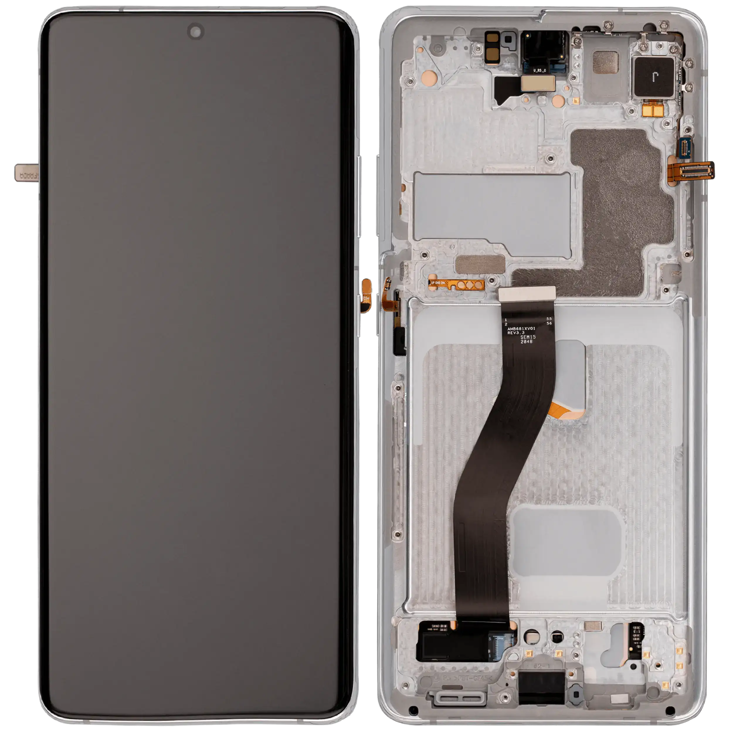 OLED-Display mit Rahmen für Samsung Galaxy S21 Ultra 5G (Aftermarket Plus) (120Hz) (Phantom Silver)