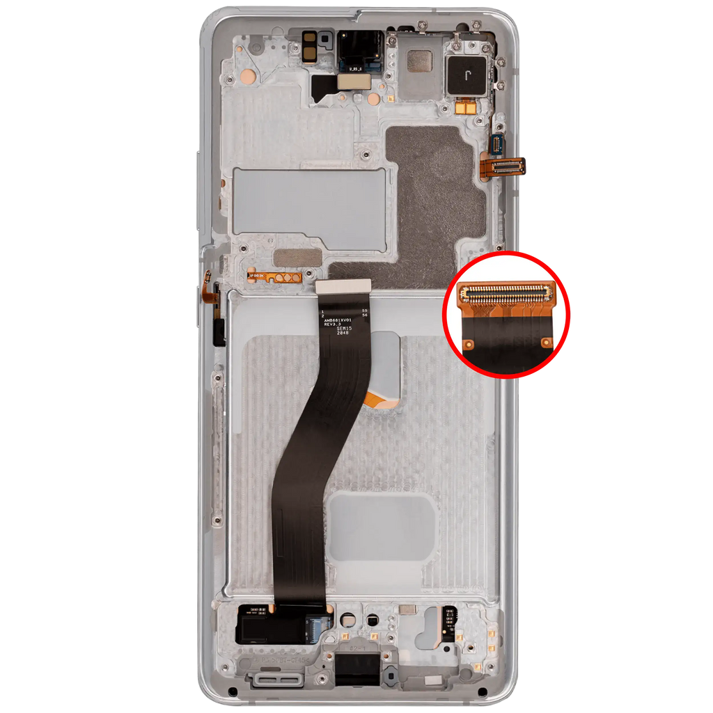 OLED-Display mit Rahmen für Samsung Galaxy S21 Ultra 5G (Aftermarket Plus) (120Hz) (Phantom Silver)