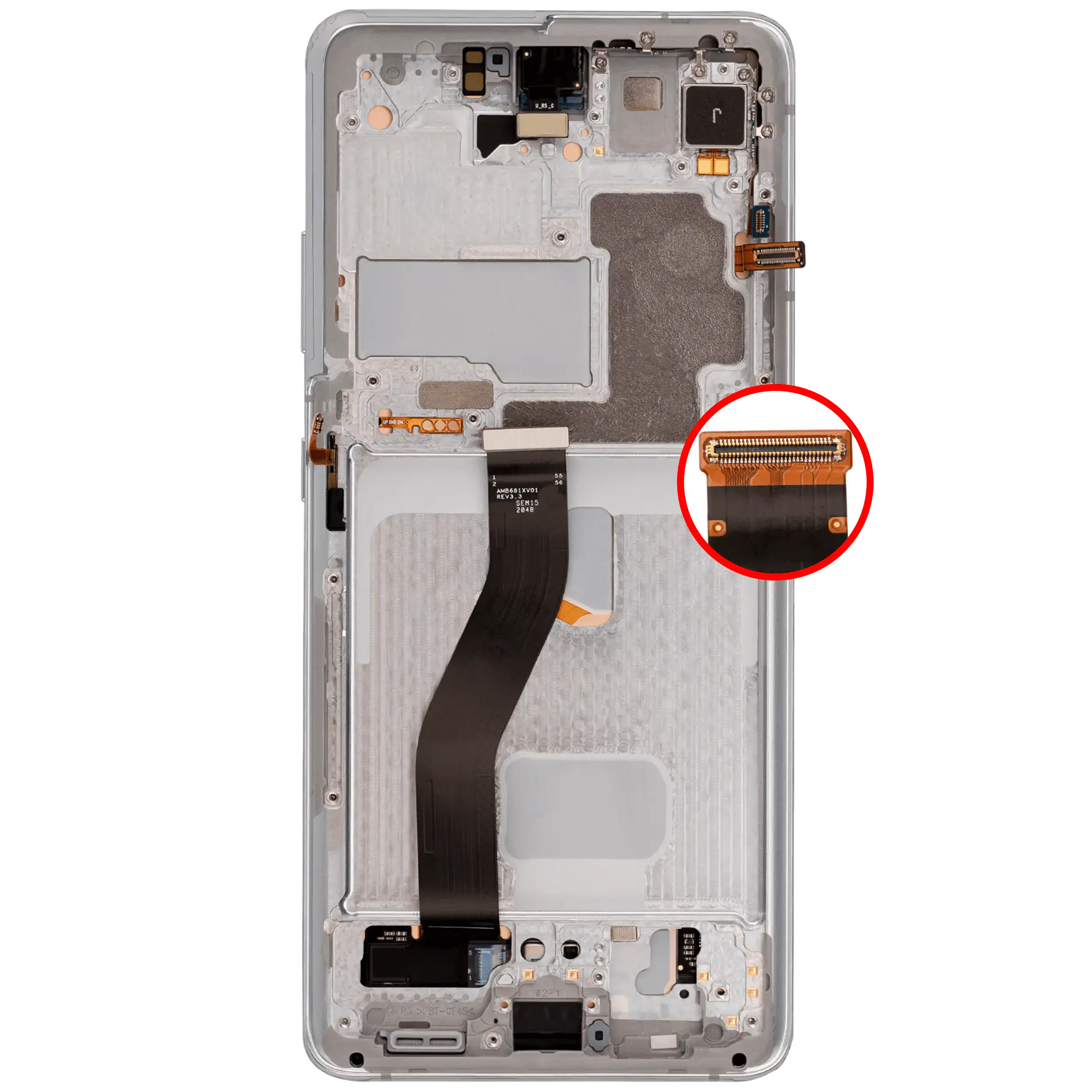 OLED-Display mit Rahmen für Samsung Galaxy S21 Ultra 5G (Aftermarket Plus) (120Hz) (Phantom Silver)