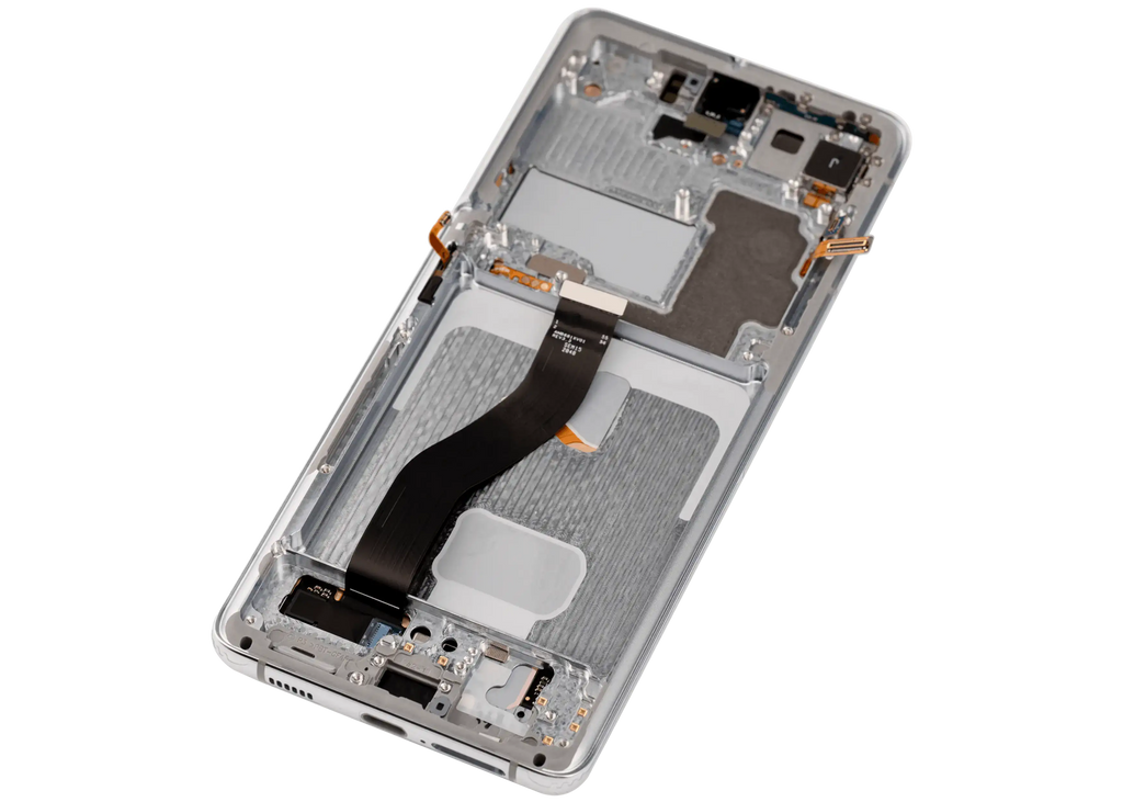 OLED-Display mit Rahmen für Samsung Galaxy S21 Ultra 5G (Aftermarket Plus) (120Hz) (Phantom Silver)
