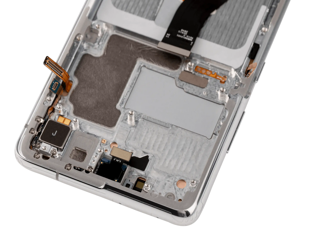 OLED-Display mit Rahmen für Samsung Galaxy S21 Ultra 5G (Aftermarket Plus) (120Hz) (Phantom Silver)