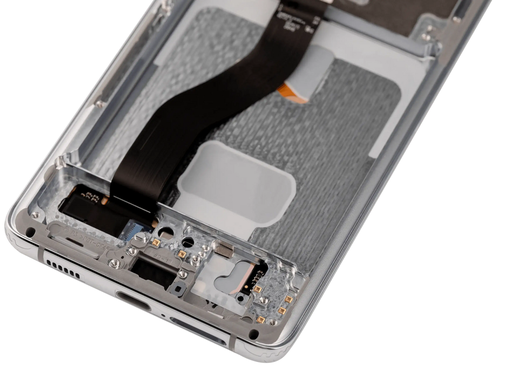 OLED-Display mit Rahmen für Samsung Galaxy S21 Ultra 5G (Aftermarket Plus) (120Hz) (Phantom Silver)
