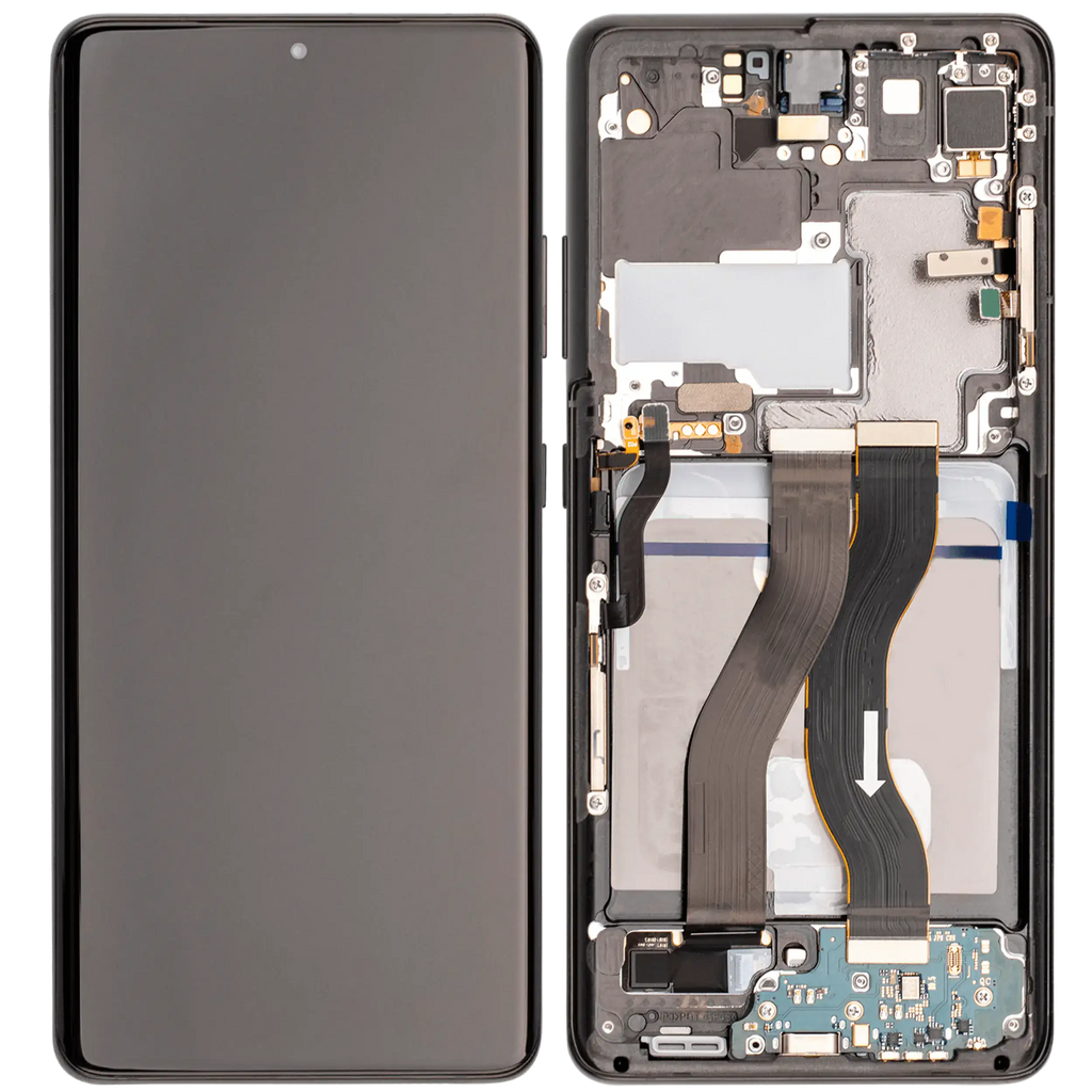 OLED-Display mit Rahmen für Samsung Galaxy S21 Ultra 5G (Aftermarket Plus) (120Hz) (Phantom Black)