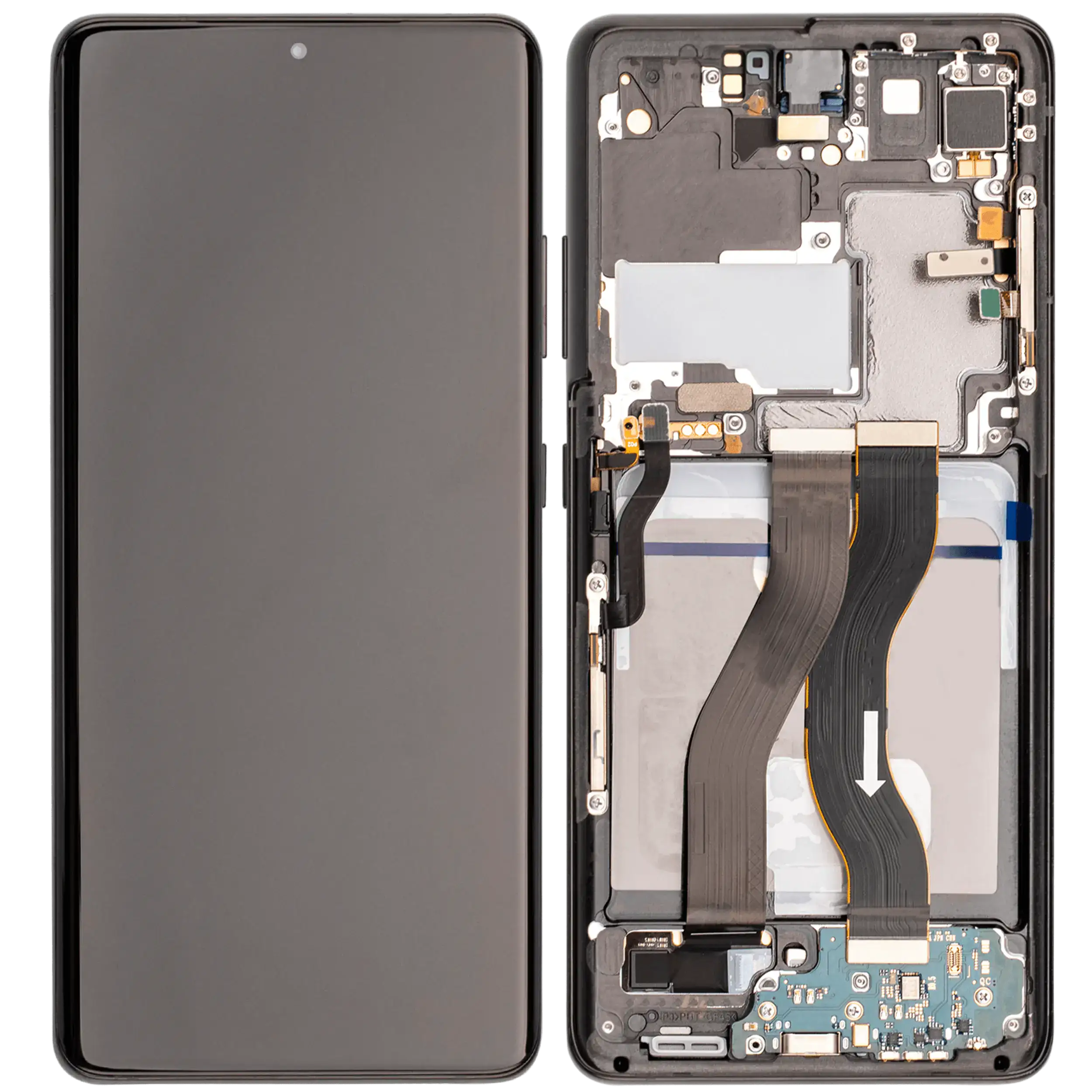 OLED-Display mit Rahmen für Samsung Galaxy S21 Ultra 5G (Aftermarket Plus) (120Hz) (Phantom Black)
