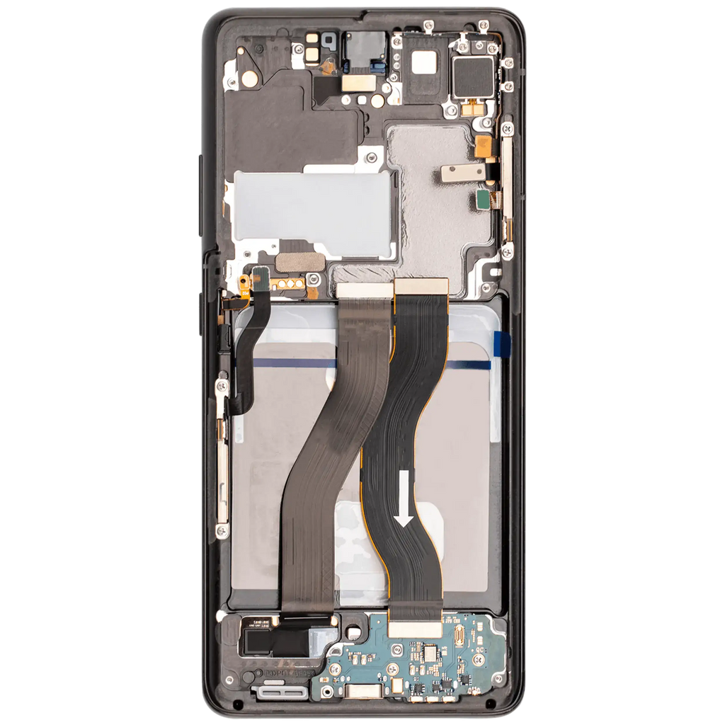 OLED-Display mit Rahmen für Samsung Galaxy S21 Ultra 5G (Aftermarket Plus) (120Hz) (Phantom Black)