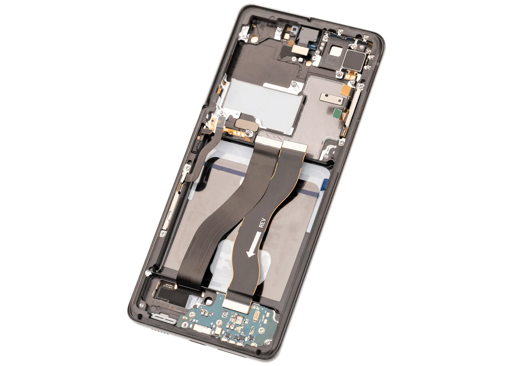 OLED-Display mit Rahmen für Samsung Galaxy S21 Ultra 5G (Aftermarket Plus) (120Hz) (Phantom Black)