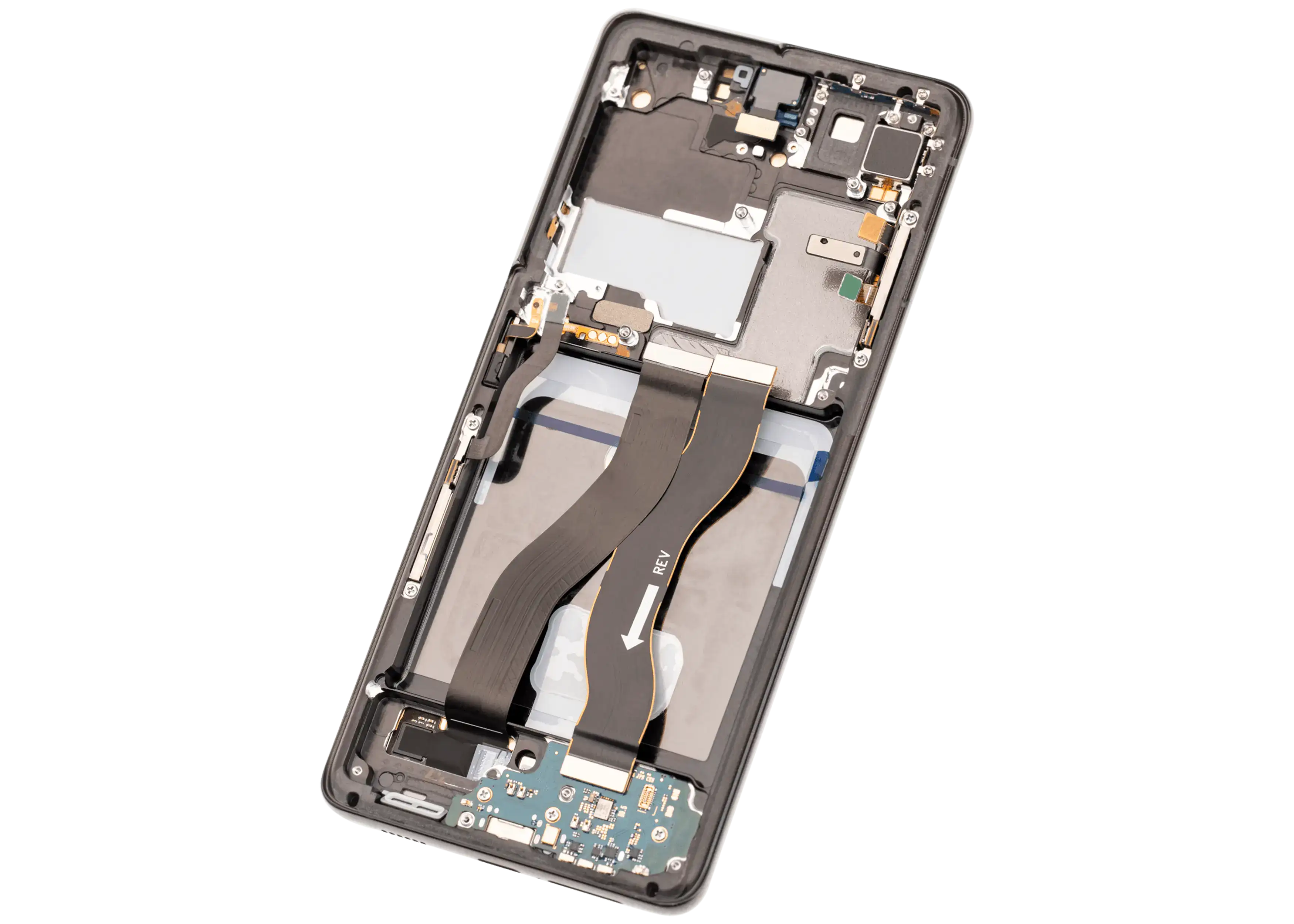OLED-Display mit Rahmen für Samsung Galaxy S21 Ultra 5G (Aftermarket Plus) (120Hz) (Phantom Black)