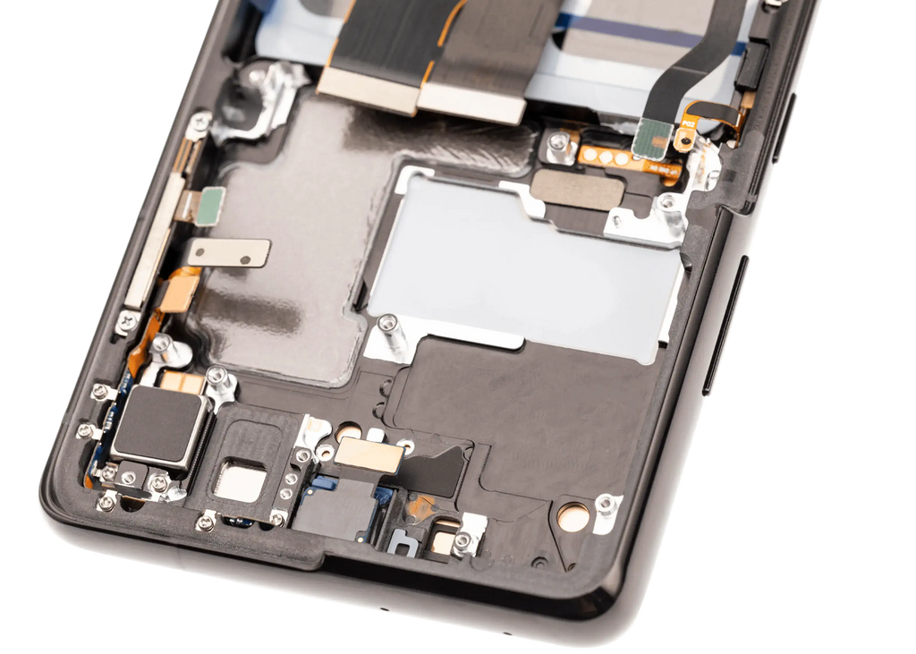 OLED-Display mit Rahmen für Samsung Galaxy S21 Ultra 5G (Aftermarket Plus) (120Hz) (Phantom Black)