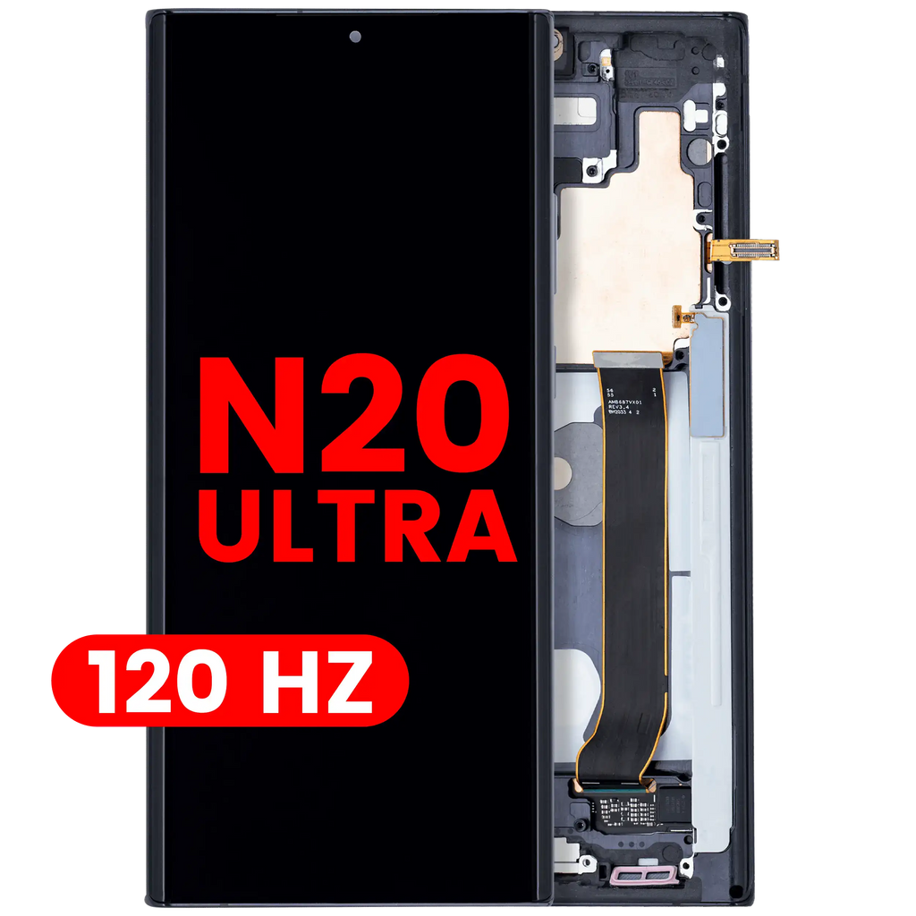 OLED-Display mit Rahmen für Samsung Galaxy Note 20 Ultra 5G (Aftermarket Plus) (120Hz) (Mystic Black)