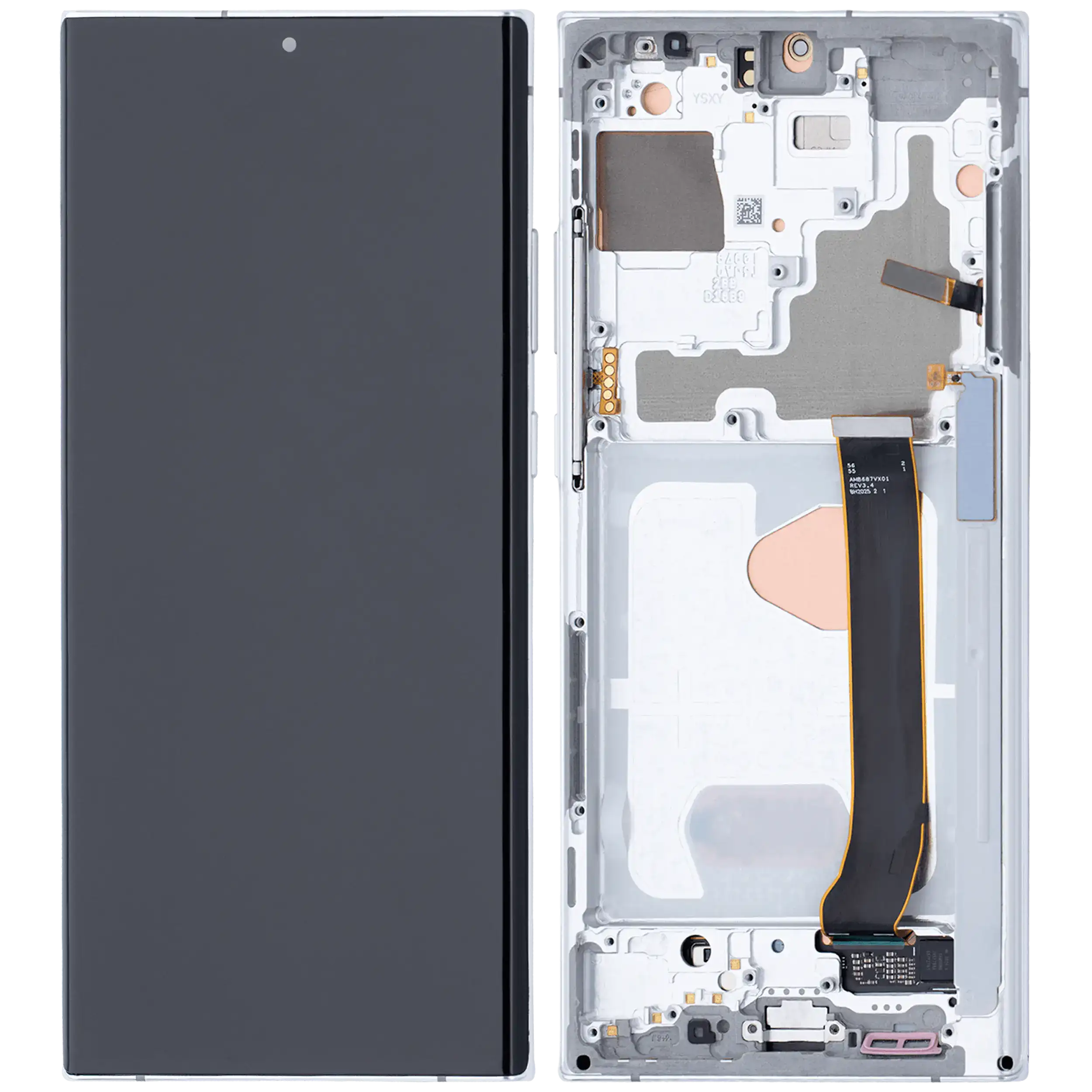 OLED-Display mit Rahmen für Samsung Galaxy Note 20 Ultra 5G (Aftermarket Plus) (120Hz) (Mystic White)