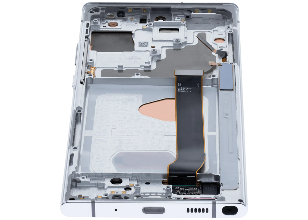 OLED-Display mit Rahmen für Samsung Galaxy Note 20 Ultra 5G (Aftermarket Plus) (120Hz) (Mystic White)