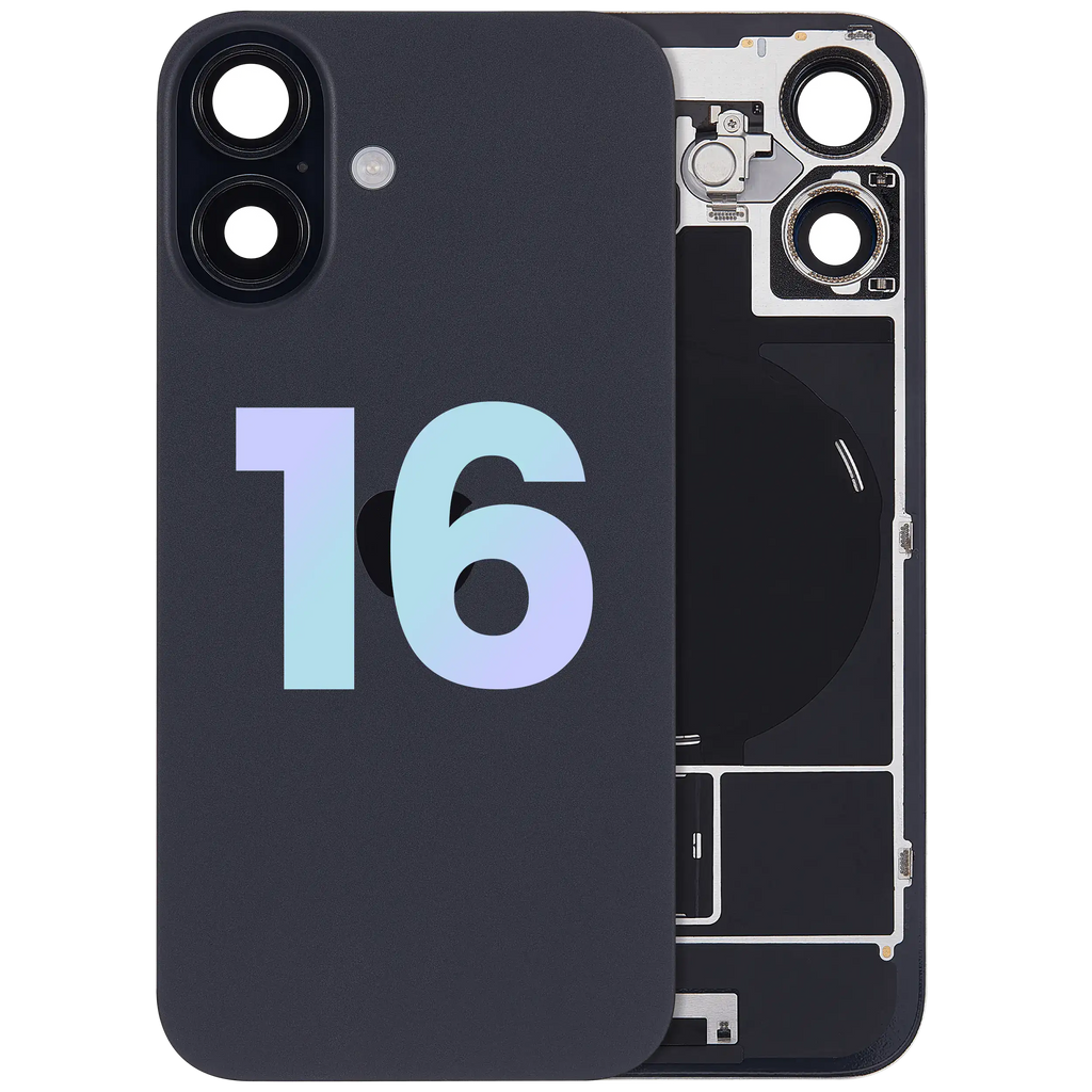 Backcover mit MagSafe Magnet & NFC & Blitz-Flexkabel für iPhone 16 (Service Pack) (Schwarz)