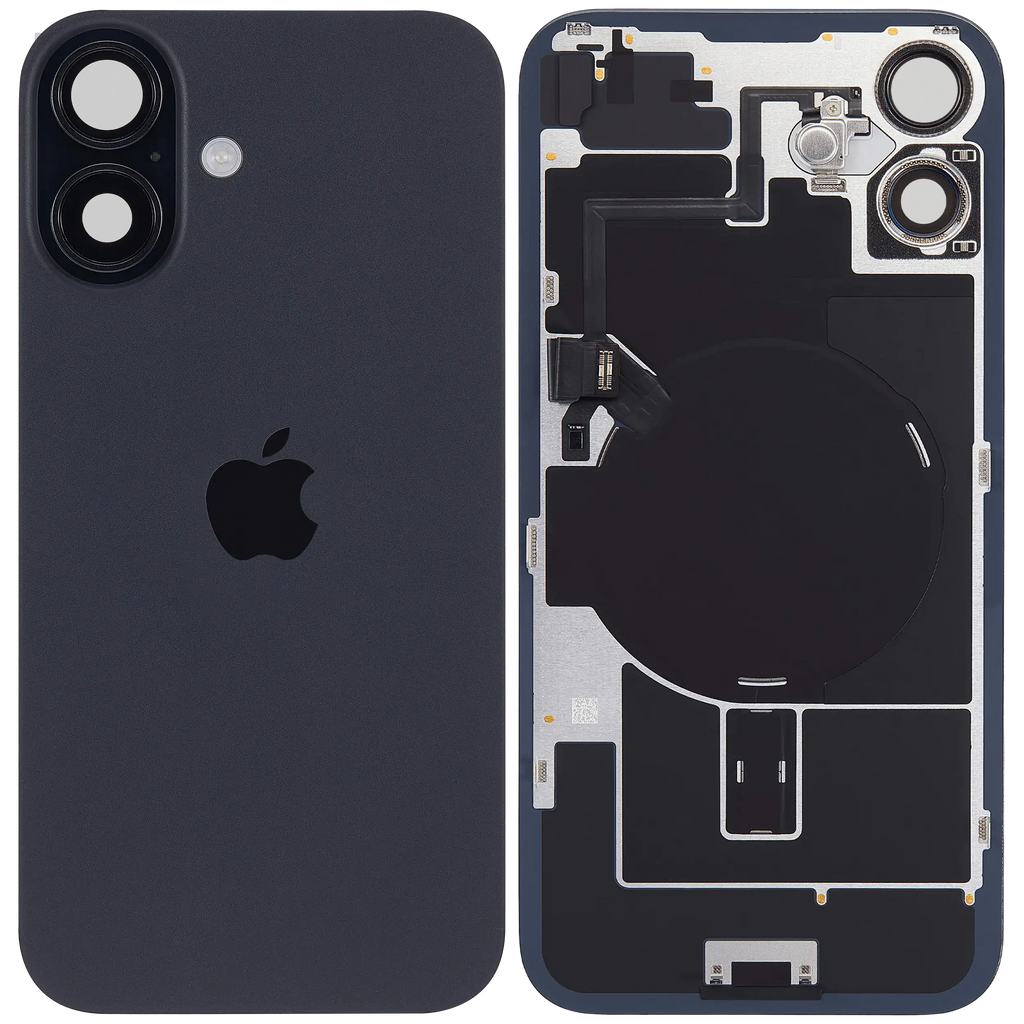 Backcover mit MagSafe Magnet & NFC & Blitz-Flexkabel für iPhone 16 (Service Pack) (Schwarz)