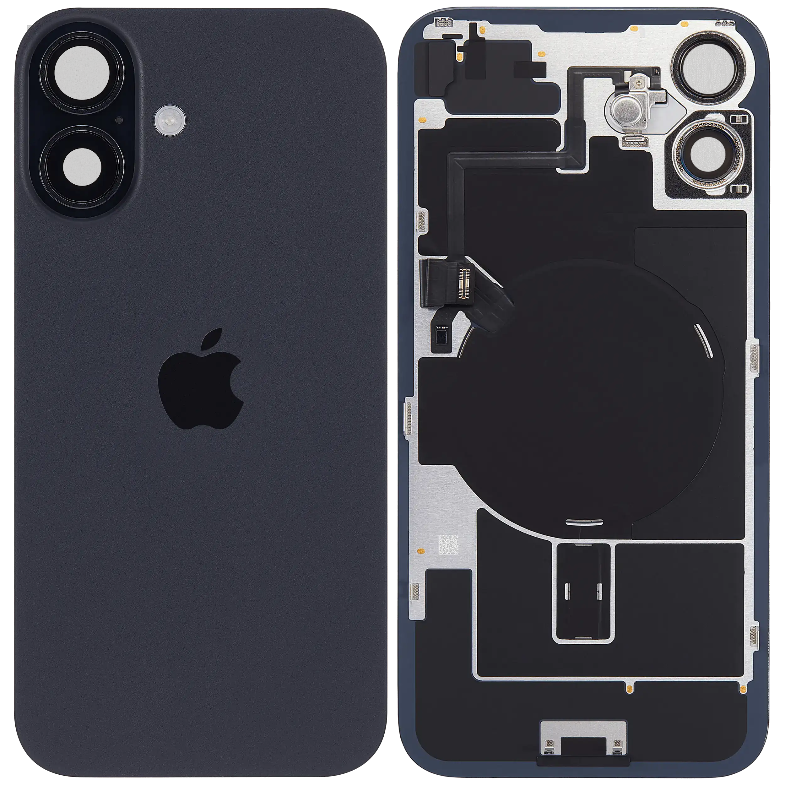 Backcover mit MagSafe Magnet & NFC & Blitz-Flexkabel für iPhone 16 (Service Pack) (Schwarz)
