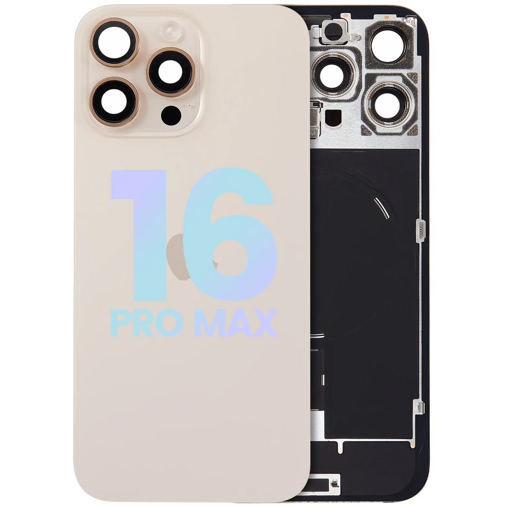 Backcover mit MagSafe Magnet & NFC & Blitz-Flexkabel für iPhone 16 Pro Max (Service Pack) (Desert Titanium)