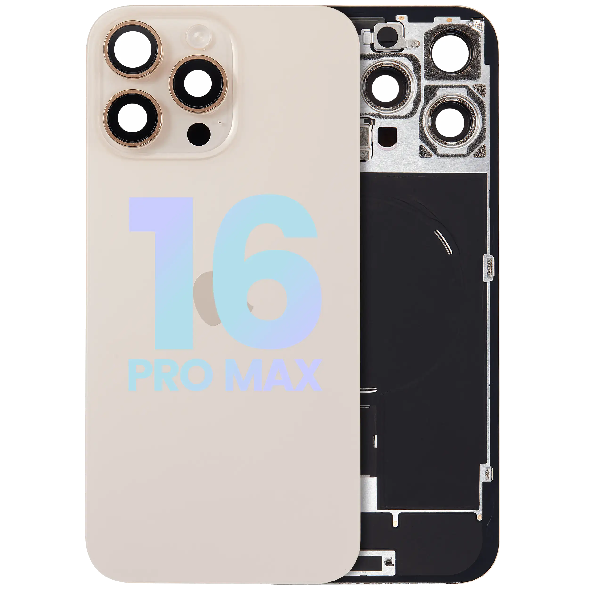 Backcover mit MagSafe Magnet & NFC & Blitz-Flexkabel für iPhone 16 Pro Max (Service Pack) (Desert Titanium)