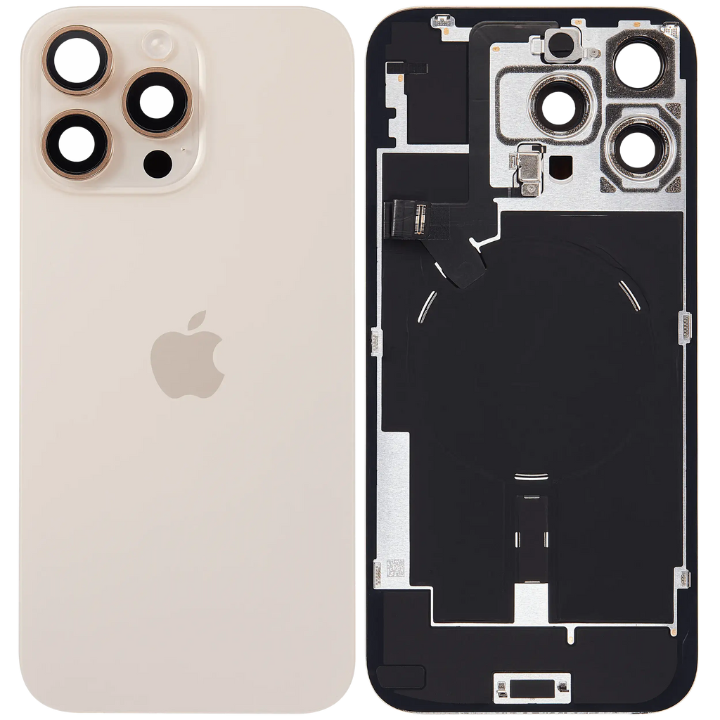 Backcover mit MagSafe Magnet & NFC & Blitz-Flexkabel für iPhone 16 Pro Max (Service Pack) (Desert Titanium)