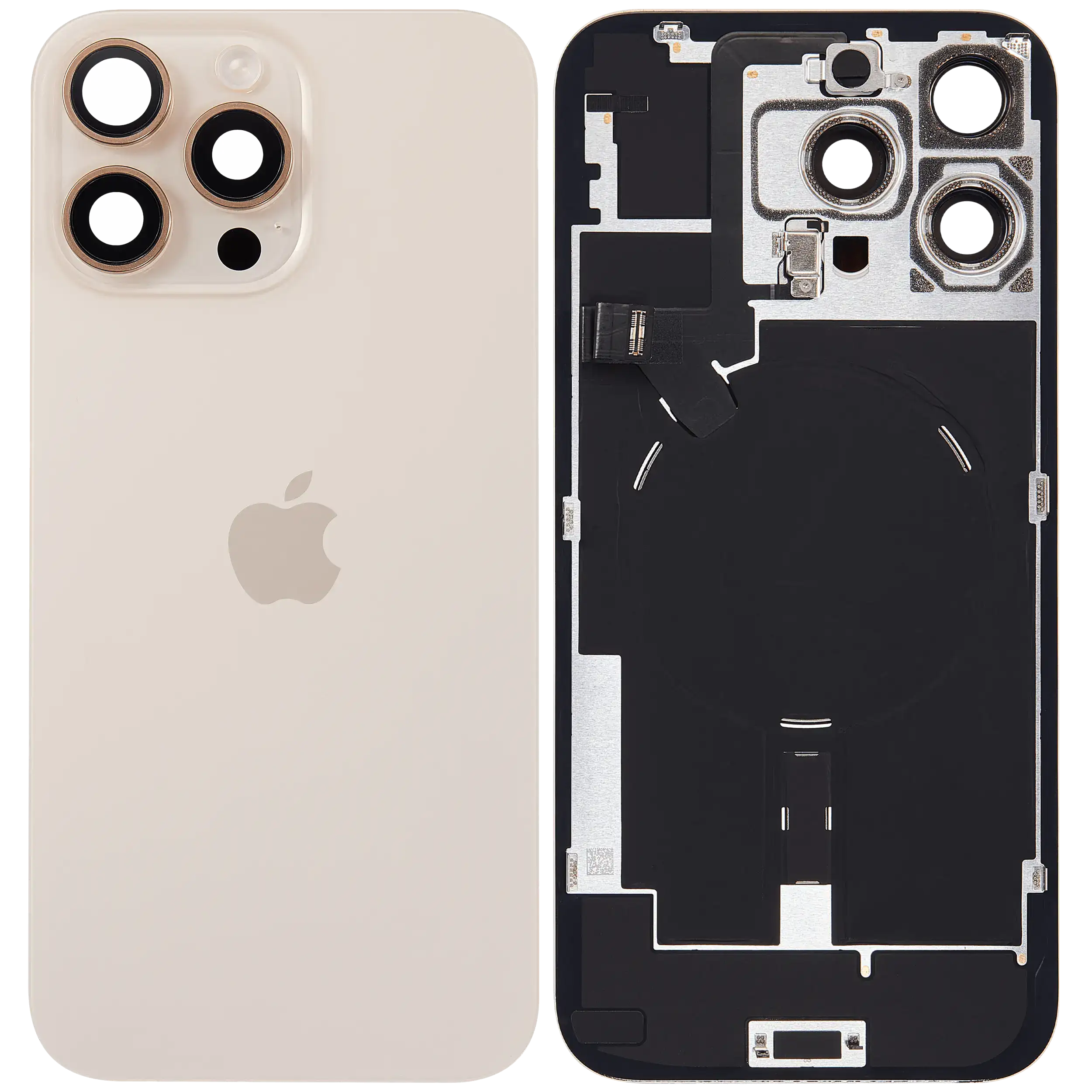 Backcover mit MagSafe Magnet & NFC & Blitz-Flexkabel für iPhone 16 Pro Max (Service Pack) (Desert Titanium)