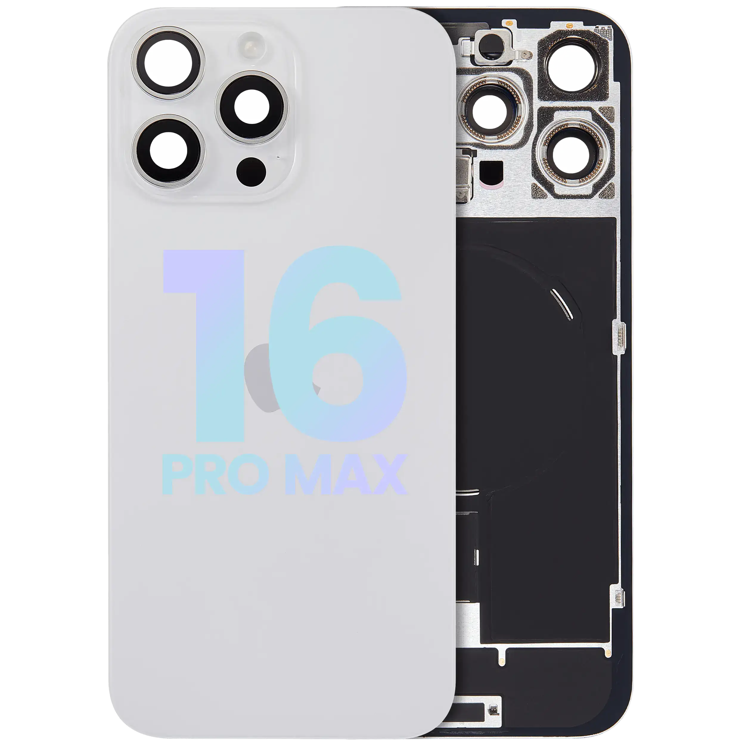 Backcover mit MagSafe Magnet & NFC & Blitz-Flexkabel für iPhone 16 Pro Max (Service Pack) (Weiß Titanium)