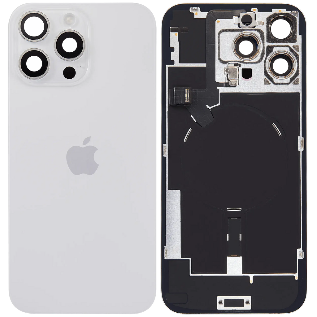 Backcover mit MagSafe Magnet & NFC & Blitz-Flexkabel für iPhone 16 Pro Max (Service Pack) (Weiß Titanium)