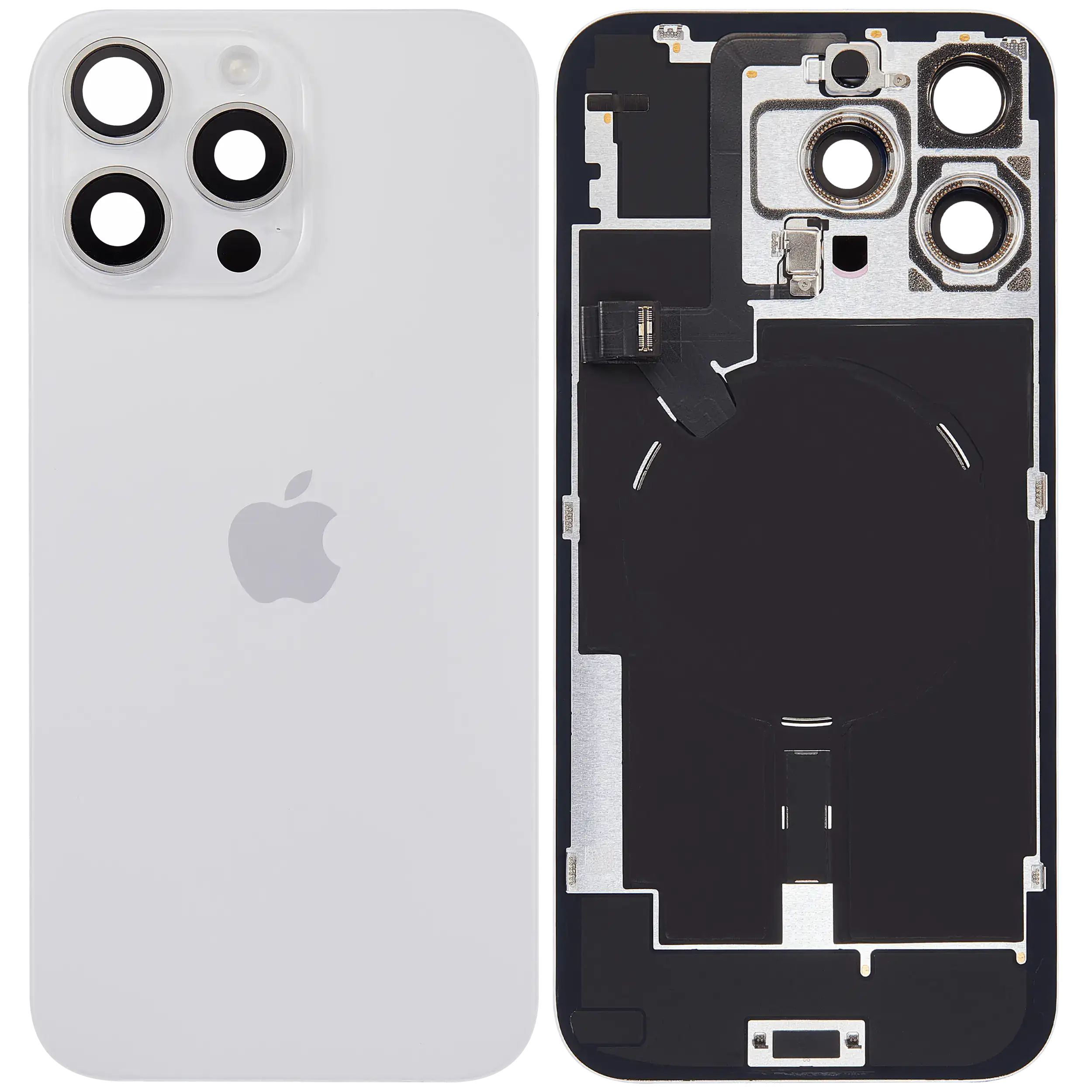 Backcover mit MagSafe Magnet & NFC & Blitz-Flexkabel für iPhone 16 Pro Max (Service Pack) (Weiß Titanium)