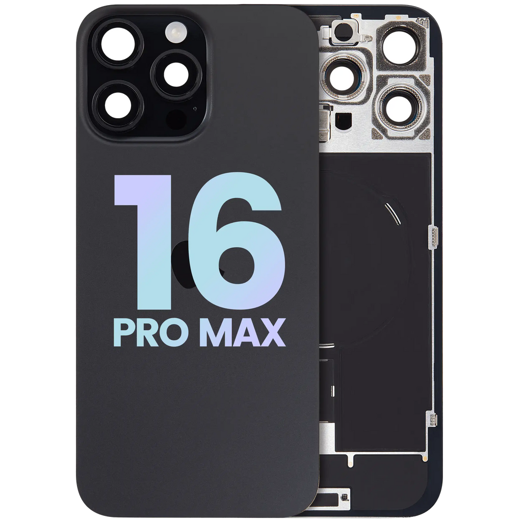 Backcover mit MagSafe Magnet & NFC & Blitz-Flexkabel für iPhone 16 Pro Max (Service Pack) (Schwarz Titanium)