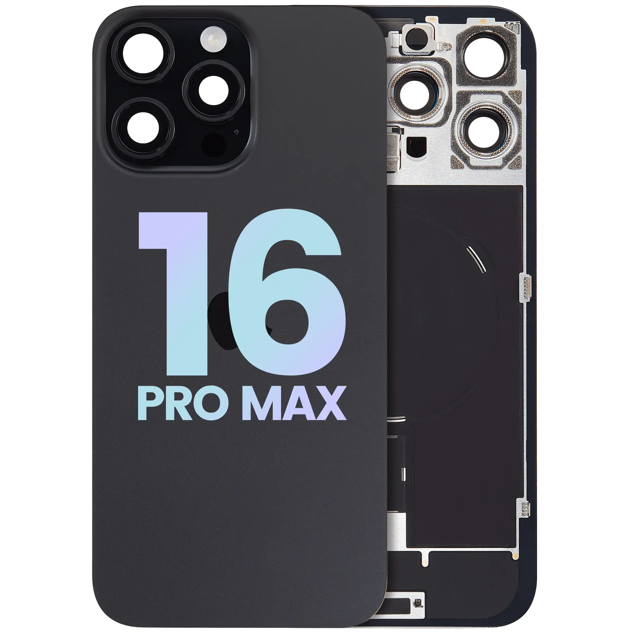 Backcover mit MagSafe Magnet & NFC & Blitz-Flexkabel für iPhone 16 Pro Max (Service Pack) (Schwarz Titanium)