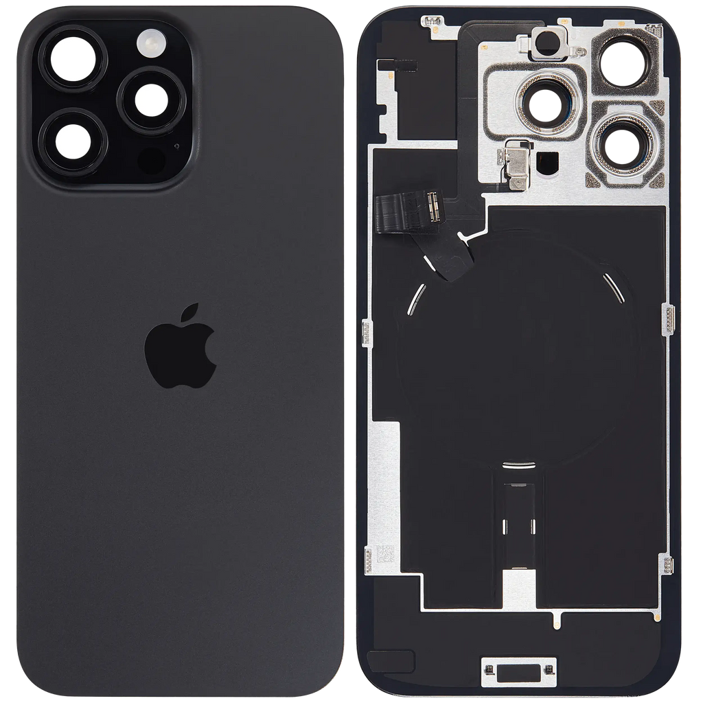 Backcover mit MagSafe Magnet & NFC & Blitz-Flexkabel für iPhone 16 Pro Max (Service Pack) (Schwarz Titanium)