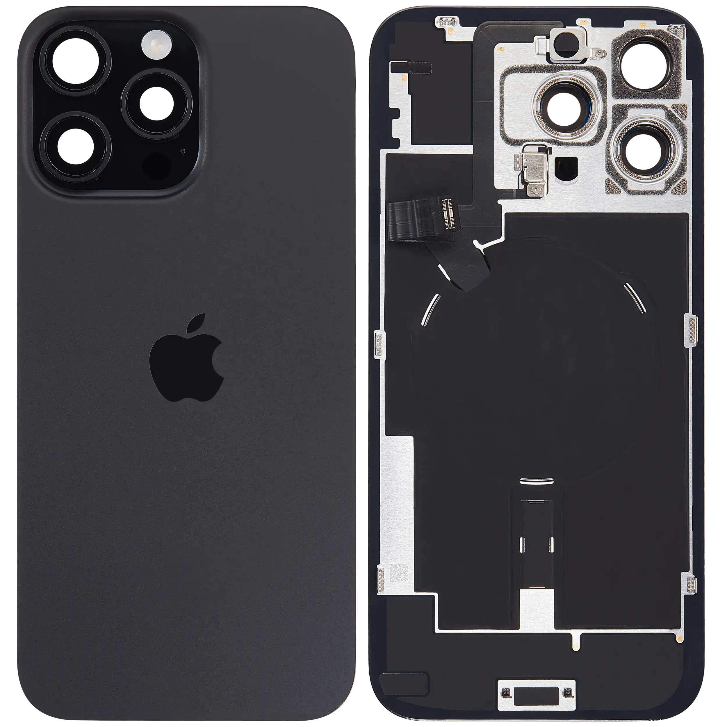 Backcover mit MagSafe Magnet & NFC & Blitz-Flexkabel für iPhone 16 Pro Max (Service Pack) (Schwarz Titanium)