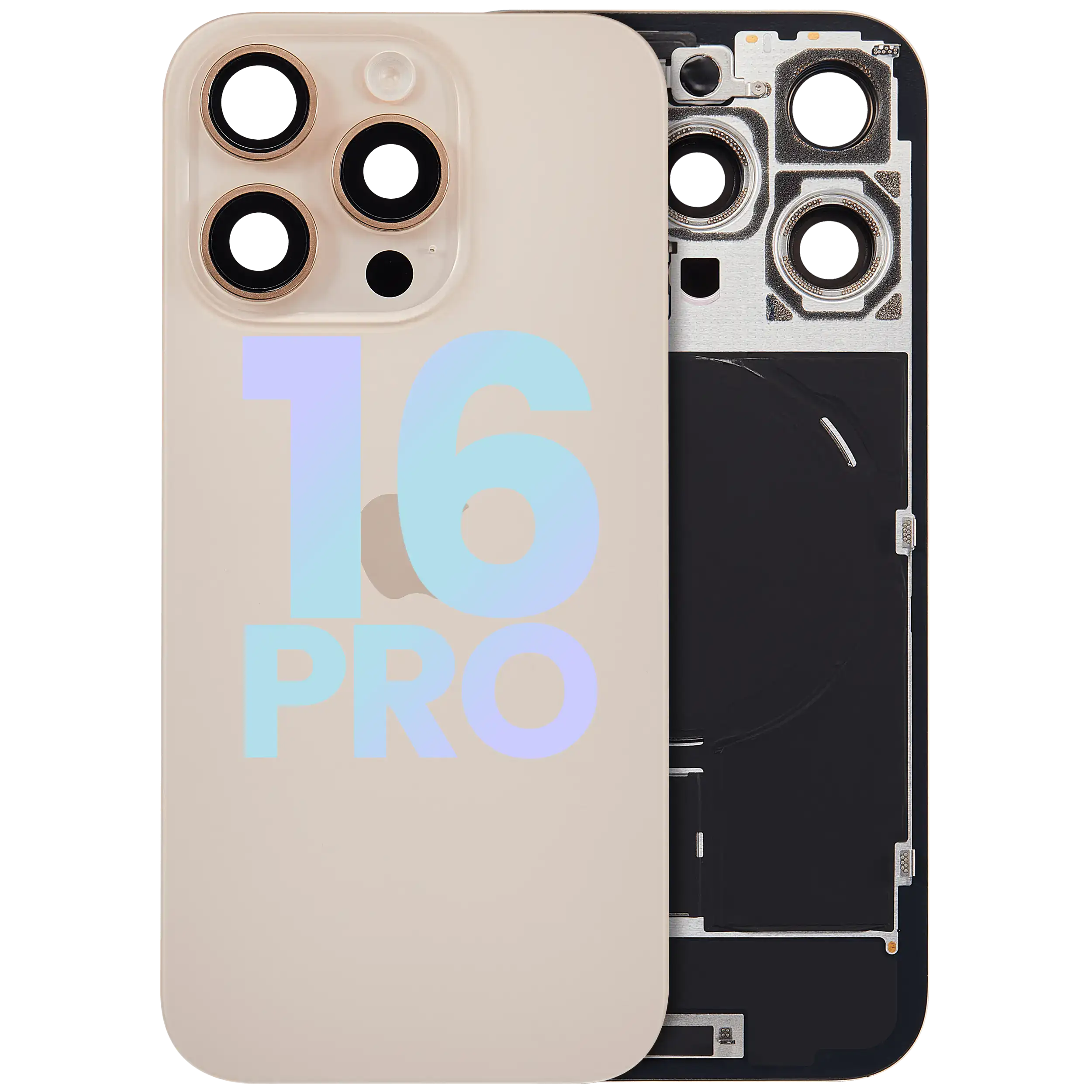 Backcover mit MagSafe Magnet & NFC & Blitz-Flexkabel für iPhone 16 Pro (Service Pack) (Desert Titanium)