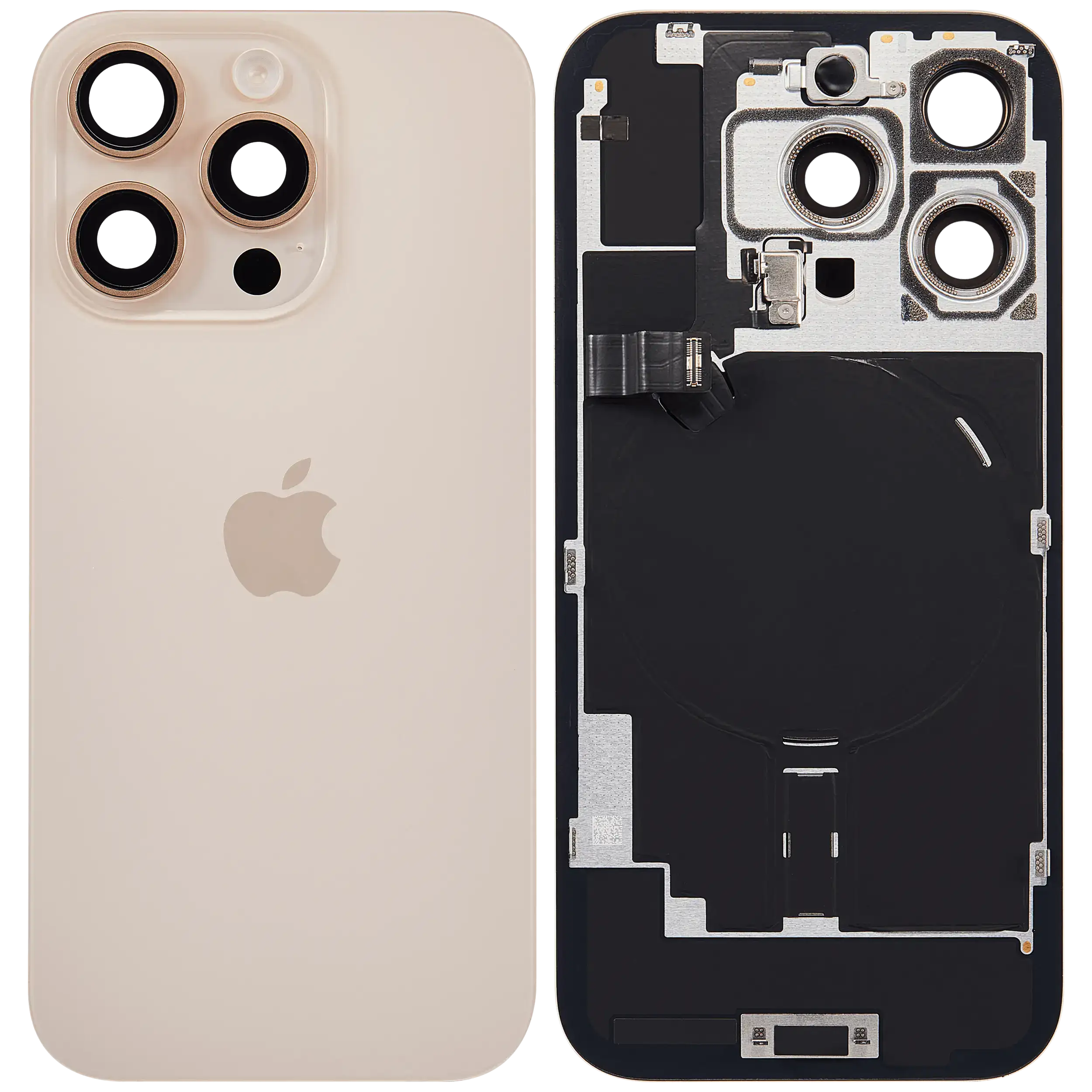 Backcover mit MagSafe Magnet & NFC & Blitz-Flexkabel für iPhone 16 Pro (Service Pack) (Desert Titanium)